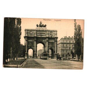 Antique München Siegestor Postcard Early 20th Century German Architecture